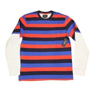 primitive skateboarding t shirt stripes in blue and black /long sleeve/ small